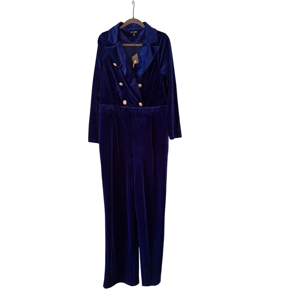 Fashion Nova Royal Blue Velvet Jumpsuit XL - Picture 2 of 14